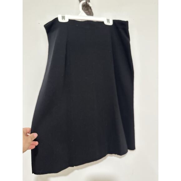 Brooks Brother Black Extra Fine Italian Merino Wool Knit Skirt Buttons Size L - Picture 6 of 6